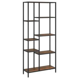 Berkfield Home Book Shelf 80x30x180 cm Steel & Engineered Wood in Brown - Size: 80 x 30 x 180 cm - thumbnail 2