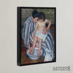 "Artery8 Mary Cassatt The Child's Bath Framed Canvas Wall Art Print - Size: W12"" x H16""" - thumbnail 2