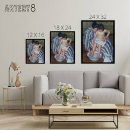 "Artery8 Mary Cassatt The Child's Bath Framed Canvas Wall Art Print - Size: W12"" x H16""" - thumbnail 4