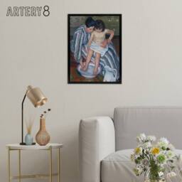 "Artery8 Mary Cassatt The Child's Bath Framed Canvas Wall Art Print - Size: W12"" x H16""" - thumbnail 3