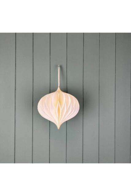 KDMD Hanging Handmade Antique White Teardrop Paper Decoration - Flat Packed in Cream - image 1