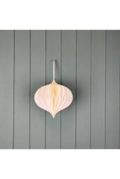 KDMD Hanging Handmade Antique White Teardrop Paper Decoration - Flat Packed in Cream