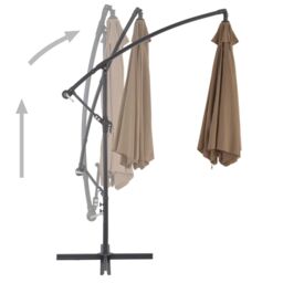 Berkfield Home Cantilever Umbrella with Aluminium Pole 300 cm Taupe in Beige - thumbnail 4