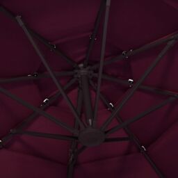Berkfield Home 4-Tier Parasol with Aluminium Pole Bordeaux Red 3x3 m - thumbnail 6