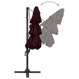 Berkfield Home 4-Tier Parasol with Aluminium Pole Bordeaux Red 3x3 m - thumbnail 5