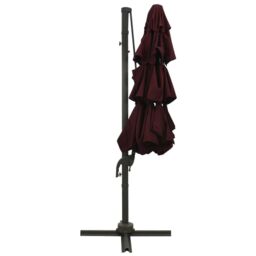 Berkfield Home 4-Tier Parasol with Aluminium Pole Bordeaux Red 3x3 m - thumbnail 4