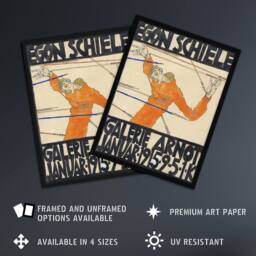 "Artery8 Galerie Arnot 1915 Exhibition Poster Wall Art Print Egon Schiele in Orange - Size: W18"" x H24""" - thumbnail 2