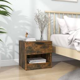 Berkfield Home Elegant Bedside Cabinet Smoked Oak Engineered Wood in Brown - thumbnail 2