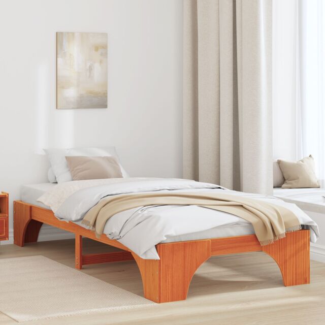 Berkfield Home Bed Frame Wax brown Solid wood 75 x 190 cm Wax Brown Bed Frame - image 1