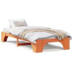 Berkfield Home Bed Frame Wax brown Solid wood 75 x 190 cm Wax Brown Bed Frame - thumbnail 4