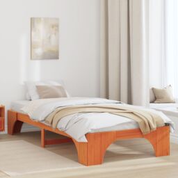 Berkfield Home Bed Frame Wax brown Solid wood 75 x 190 cm Wax Brown Bed Frame - thumbnail 1