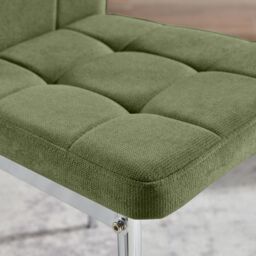 FurnitureboxUK Set 2 Paloma Modern Fabric Dining Chairs On Silver Legs in Green - thumbnail 8