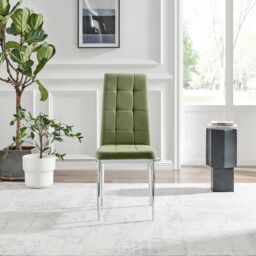 FurnitureboxUK Set 2 Paloma Modern Fabric Dining Chairs On Silver Legs in Green - thumbnail 4