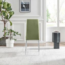 FurnitureboxUK Set 2 Paloma Modern Fabric Dining Chairs On Silver Legs in Green - thumbnail 6