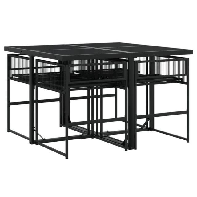 Berkfield Home Beautiful 5 Piece Garden Dining Set Black Poly Rattan - image 1