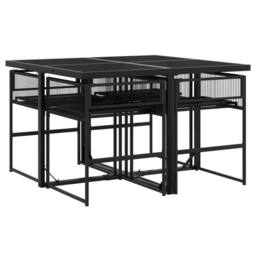 Berkfield Home Beautiful 5 Piece Garden Dining Set Black Poly Rattan - thumbnail 1