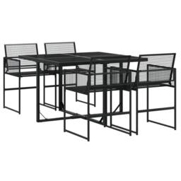 Berkfield Home Beautiful 5 Piece Garden Dining Set Black Poly Rattan - thumbnail 3