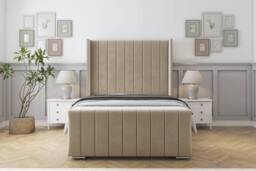 "Sloomy Kingsley Coniston Bed Frame With 50"" Upholstered Headboard in Cream - Size: Super King" - thumbnail 1