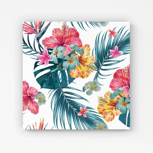 Warren Reed - Designer Spring Summer Flowers Canvas in Green - Size: w40 inch x h40 inch - image 1