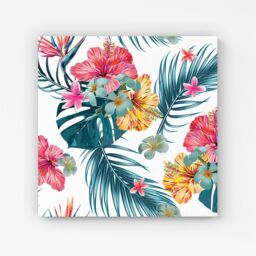 Warren Reed - Designer Spring Summer Flowers Canvas in Green - Size: w40 inch x h40 inch - thumbnail 1