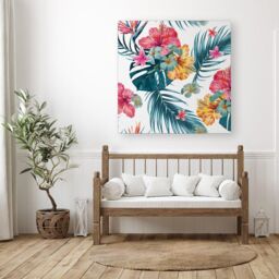 Warren Reed - Designer Spring Summer Flowers Canvas in Green - Size: w40 inch x h40 inch - thumbnail 3