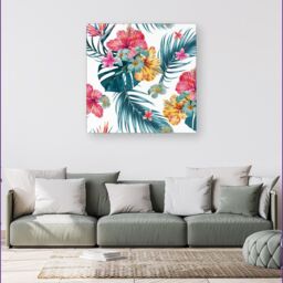 Warren Reed - Designer Spring Summer Flowers Canvas in Green - Size: w40 inch x h40 inch - thumbnail 4