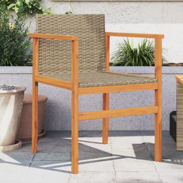 Berkfield Home Garden Chairs 2 pcs Beige Poly Rattan&Solid Wood - image 1