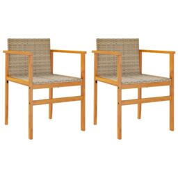Berkfield Home Garden Chairs 2 pcs Beige Poly Rattan&Solid Wood - thumbnail 2
