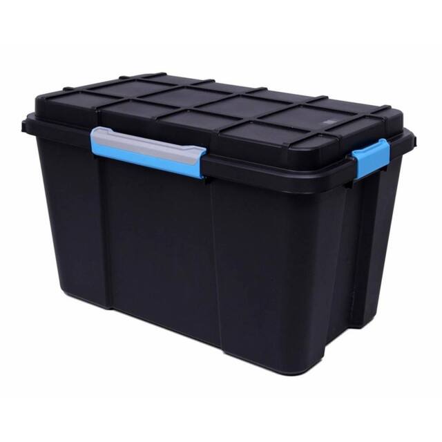 Nordara 110L Stackable Nestable Water Resistant Mobile Plastic Damp Storage in Black - image 1