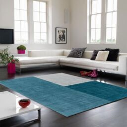 The Rug Shop UK Teal Wool Geometric Luxurious Easy To Clean Cotton Backing Rug - Size: 160 cm x 230 cm