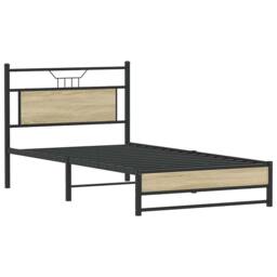 Berkfield Home Bed Frame without Mattress Sonoma Oak 100x200 cm Engineered Wood in Brown - thumbnail 3