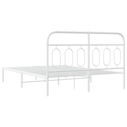 Berkfield Home Metal Bed Frame without Mattress with Headboard White 140x200cm - Size: 140x200 cm - thumbnail 6