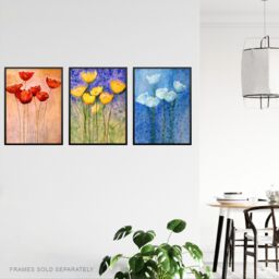 Artery8 Wall Art Print Flowers Tulips Poppies Oil Paintings Set Of 3 s Bedroom Bathroom Aesthetic Wildflowers A4 - thumbnail 3