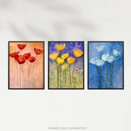Artery8 Wall Art Print Flowers Tulips Poppies Oil Paintings Set Of 3 s Bedroom Bathroom Aesthetic Wildflowers A4 - thumbnail 5