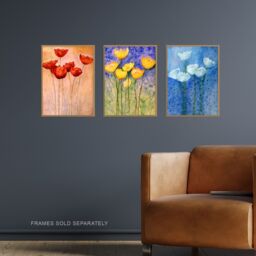 Artery8 Wall Art Print Flowers Tulips Poppies Oil Paintings Set Of 3 s Bedroom Bathroom Aesthetic Wildflowers A4 - thumbnail 2