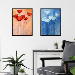 Artery8 Wall Art Print Flowers Tulips Poppies Oil Paintings Set Of 3 s Bedroom Bathroom Aesthetic Wildflowers A4 - thumbnail 6