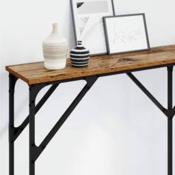 Berkfield Home Table Console Table Old Wood 140x23x75 cm Engineered Wood in Brown - Size: 140 x 23 x 75 cm - thumbnail 4