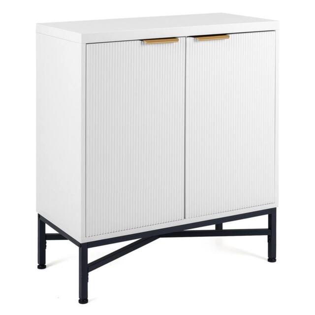 Kelvenix White Fluted Accent Storage Cabinet with Adjustable Shelf - image 1
