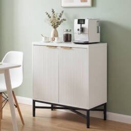 Kelvenix White Fluted Accent Storage Cabinet with Adjustable Shelf - thumbnail 4