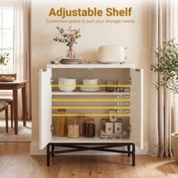 Kelvenix White Fluted Accent Storage Cabinet with Adjustable Shelf - thumbnail 3