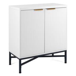 Kelvenix White Fluted Accent Storage Cabinet with Adjustable Shelf - thumbnail 1