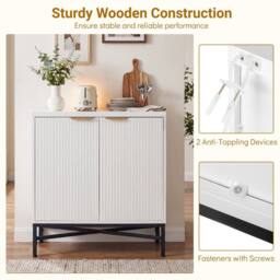 Kelvenix White Fluted Accent Storage Cabinet with Adjustable Shelf - thumbnail 5