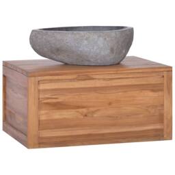 Berkfield Home Wall-mounted Bathroom Cabinet 60x45x30 cm Solid Teak Wood in Brown - Size: 60 x 45 x 30 cm