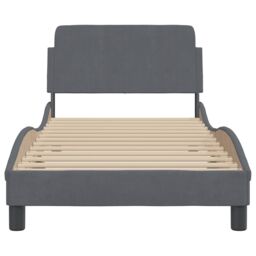 Berkfield Home Bed Frame without Mattress Dark Grey 90x190 cm Single Velvet - thumbnail 4