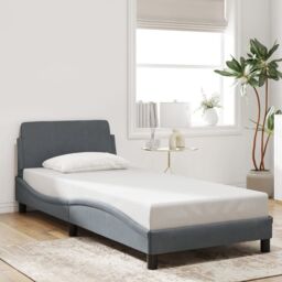 Berkfield Home Bed Frame without Mattress Dark Grey 90x190 cm Single Velvet - thumbnail 1