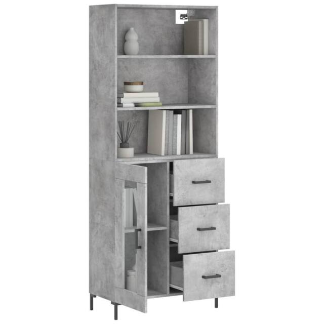 Berkfield Home Highboard Concrete Grey 69.5x34x180 cm Engineered Wood - image 1