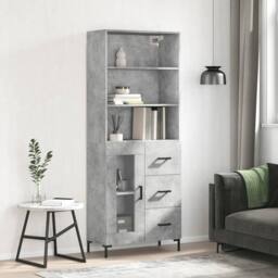 Berkfield Home Highboard Concrete Grey 69.5x34x180 cm Engineered Wood - thumbnail 2