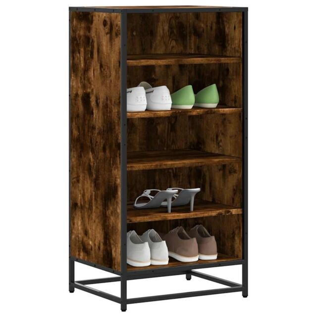Berkfield Home Shoe Rack Smoked Oak 48x38x97.5 cm Engineered Wood in Brown - image 1