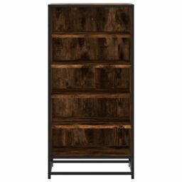 Berkfield Home Shoe Rack Smoked Oak 48x38x97.5 cm Engineered Wood in Brown - thumbnail 4