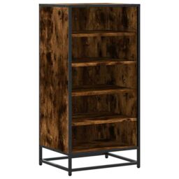 Berkfield Home Shoe Rack Smoked Oak 48x38x97.5 cm Engineered Wood in Brown - thumbnail 2